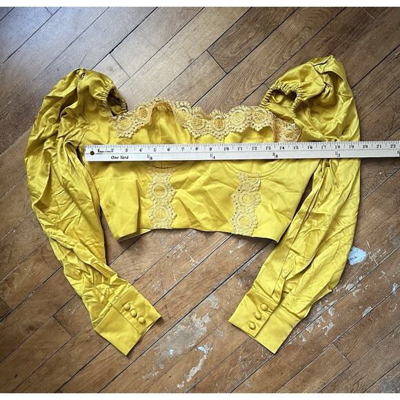 ✨NWT Gehlan Saffron Lace Panelled Top Cropped Zippered Back Women’s Large - Picture 4 of 6